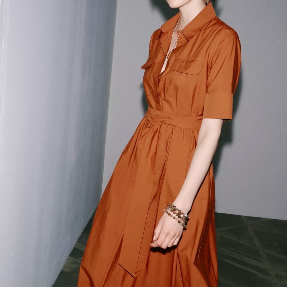 🆕2026 ZARA POPLIN MIDI SHIRT DRESS